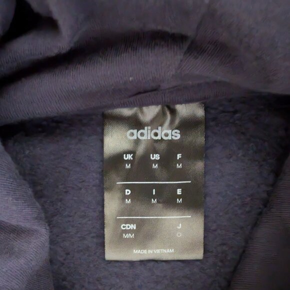 ADIDAS Sweatshirt Men's M Blue Three Striped Spellout Hooded Kangaroo Pocket - Picture 6 of 10